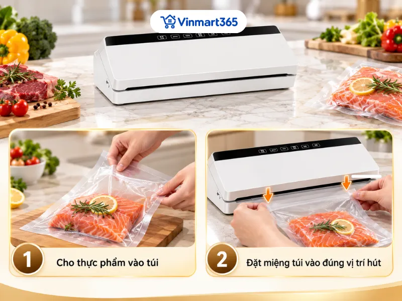 Bước 2: Cho thực phẩm vào túi