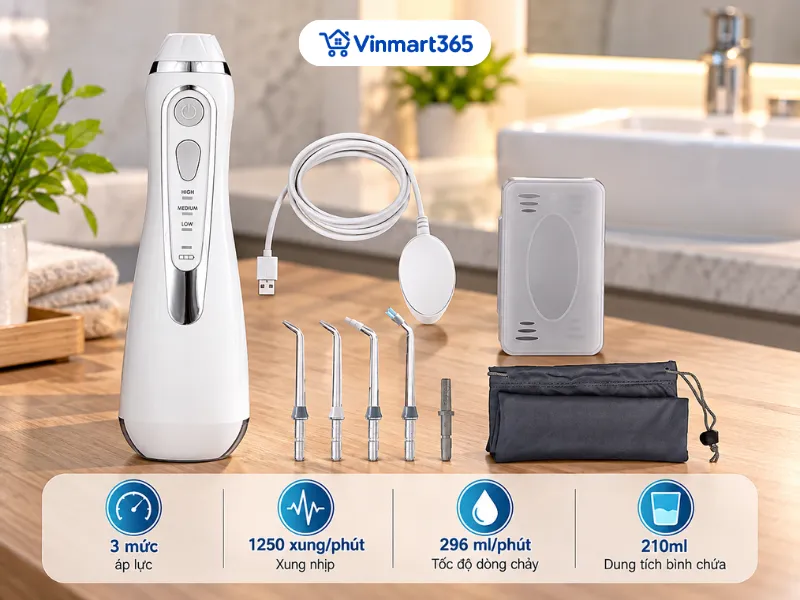 Đập hộp làm quen với máy tăm nước Waterpik Cordless Advanced 2.0 WP-580