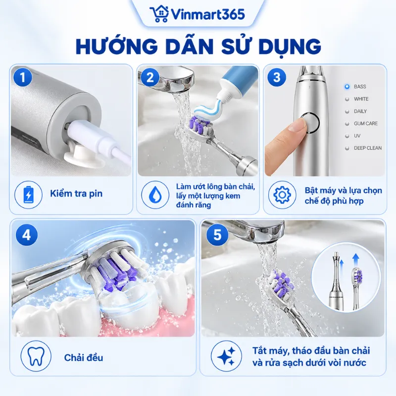 Hướng dẫn sử dụng bàn chải điện Deerma YS01