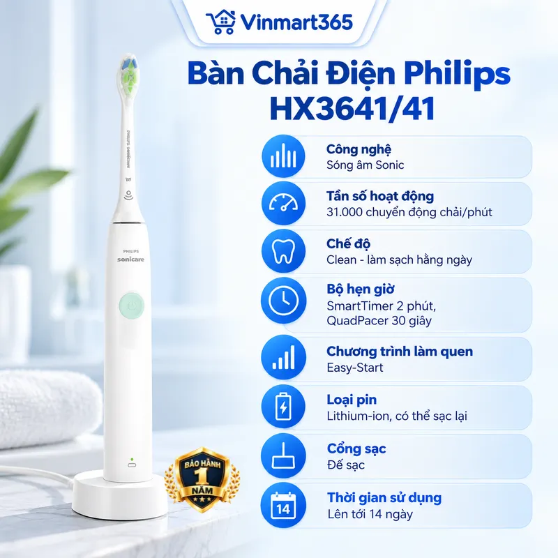 Thông số kỹ thuật Bàn Chải Điện Philips HX3641/41