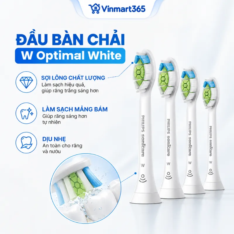Đầu bàn chải W Optimal White, làm sạch nhẹ nhàng cho răng và nướu