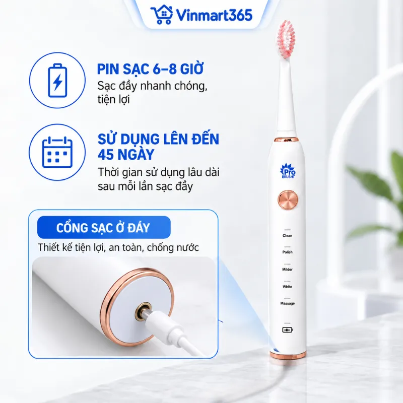 Pin sạc 6-8 giờ, sử dụng lên đến 45 ngày