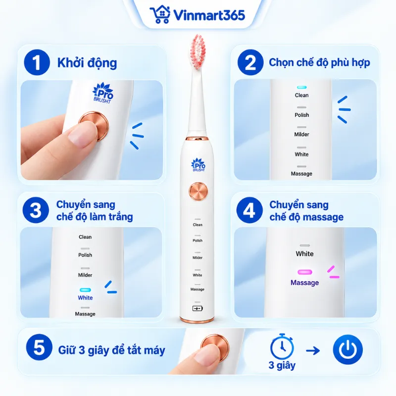 Hướng dẫn sử dụng bàn chải điện sóng siêu âm Prosencor chính hãng