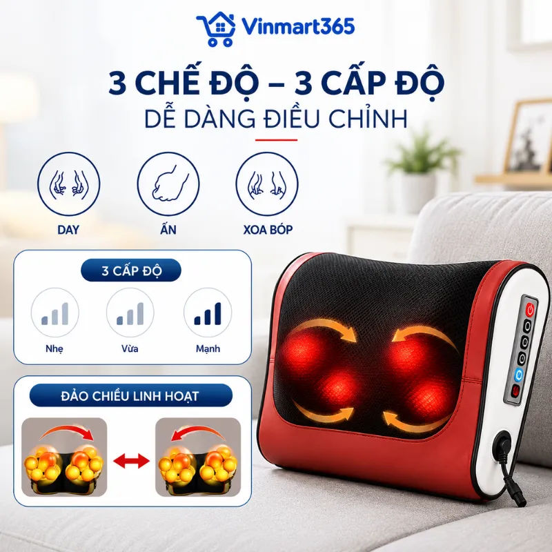3 chế độ và 3 cấp độ massage dễ dàng điều chỉnh