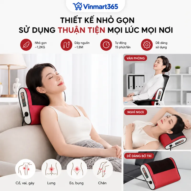 Thiết kế nhỏ gọn, sử dụng thuận tiện tại nhà, văn phòng hoặc khi nghỉ ngơi
