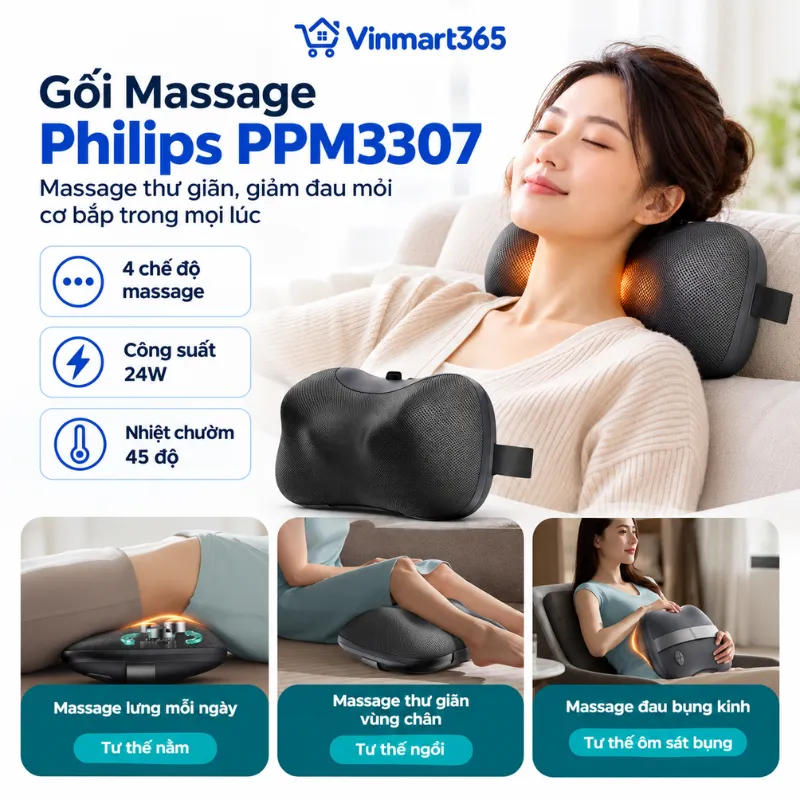 Gối massage cổ vai gáy Philips PPM3307