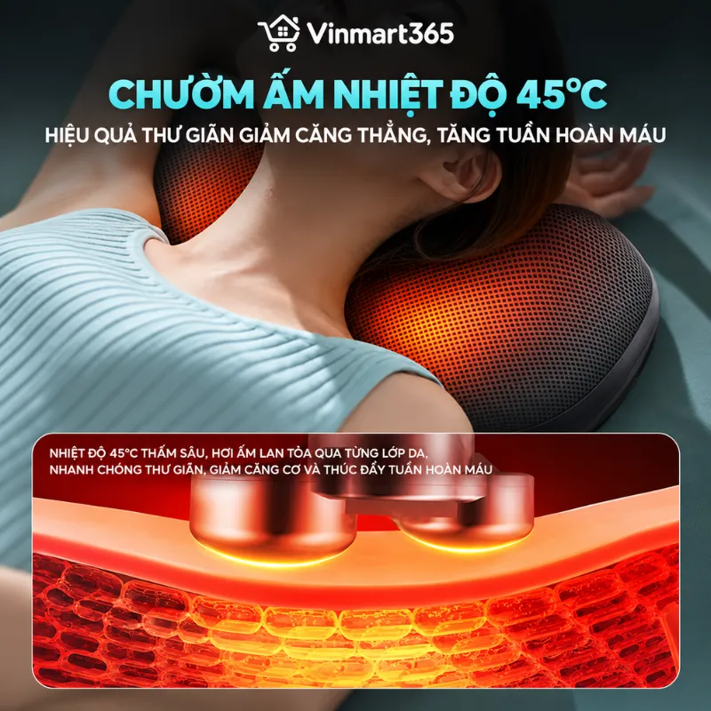 Chườm ấm 45°C, mang lại cảm giác thư giãn dễ chịu