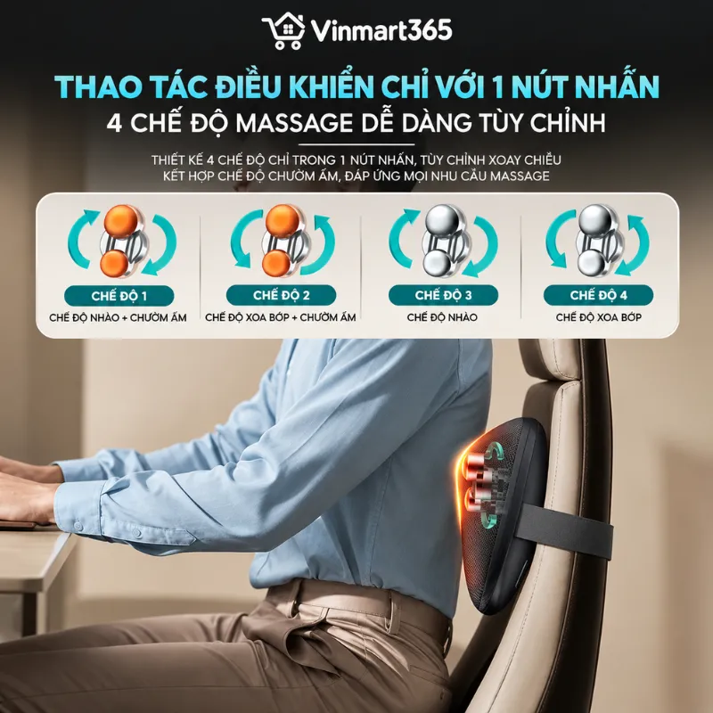 Trang bị 4 chế độ massage, dễ lựa chọn theo nhu cầu
