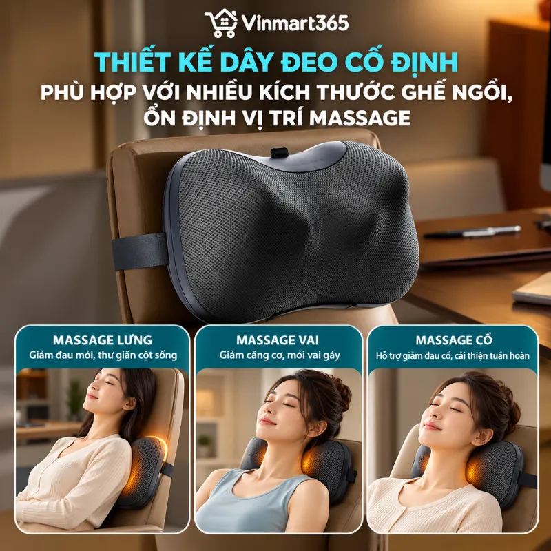 Thiết kế dạng gối nhỏ gọn, sử dụng cho nhiều vùng cơ