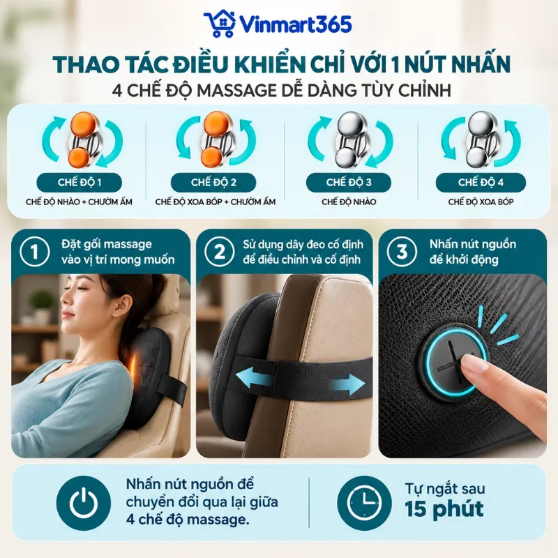 Hướng dẫn sử dụng gối massage cổ vai gáy Philips PPM3307
