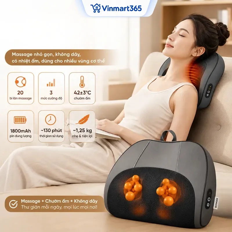 Gối massage hồng ngoại BOMIDI MP1 PRO có đáng mua?