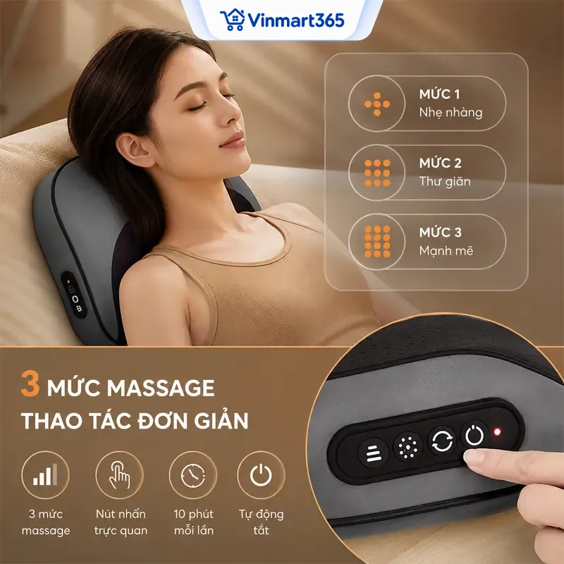3 mức massage, thao tác đơn giản và dễ sử dụng