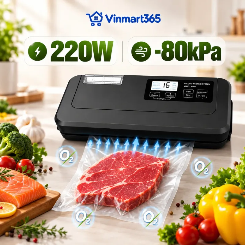 Công suất 220W, lực hút chân không -80kPa