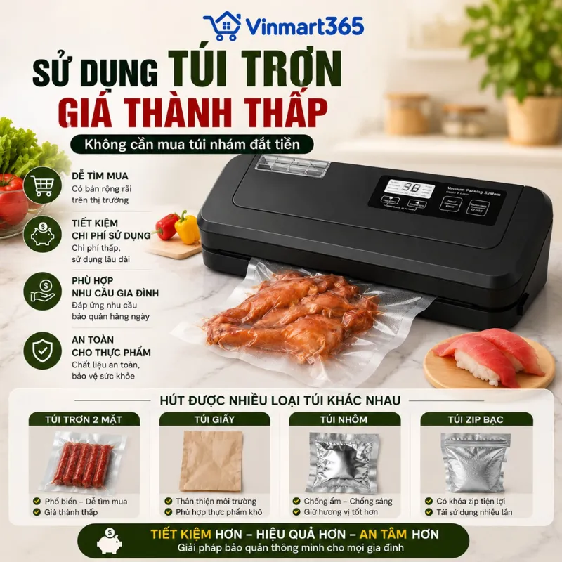 Không kén túi, sử dụng được nhiều loại bao bì