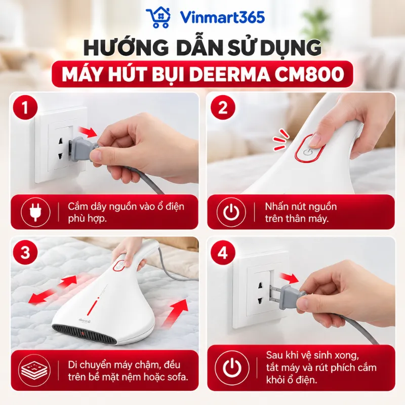Hướng dẫn sử dụng máy hút bụi Deerma CM800 diệt khuẩn UV