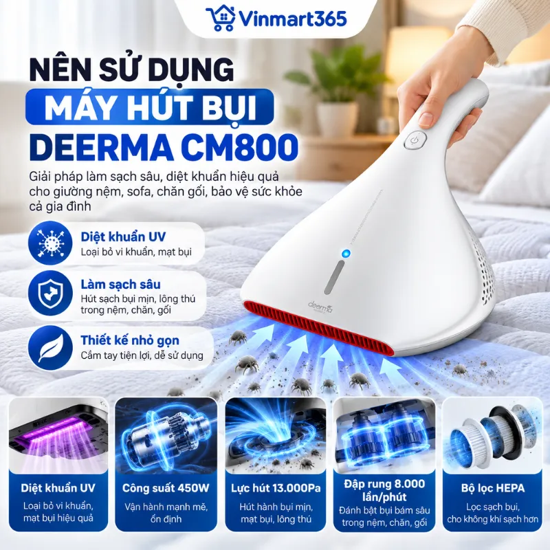 Tại sao chúng ta nên sử dụng máy hút bụi Deerma CM800 để hút bụi diệt khuẩn?