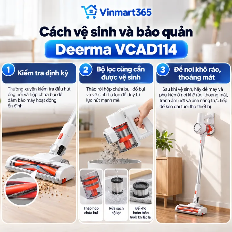 Cách vệ sinh và bảo quản Deerma VCAD114