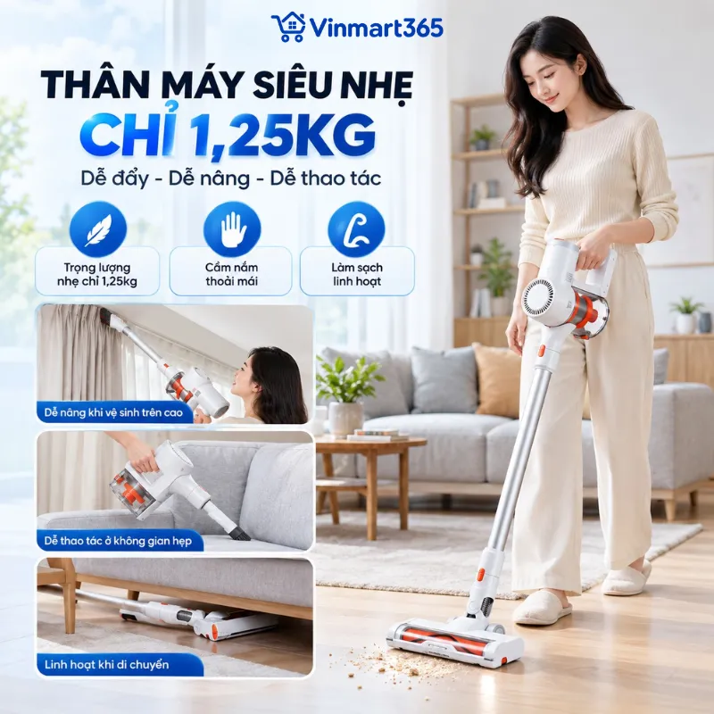 Thân máy khoảng 1,25kg kết hợp khả năng hạ thấp