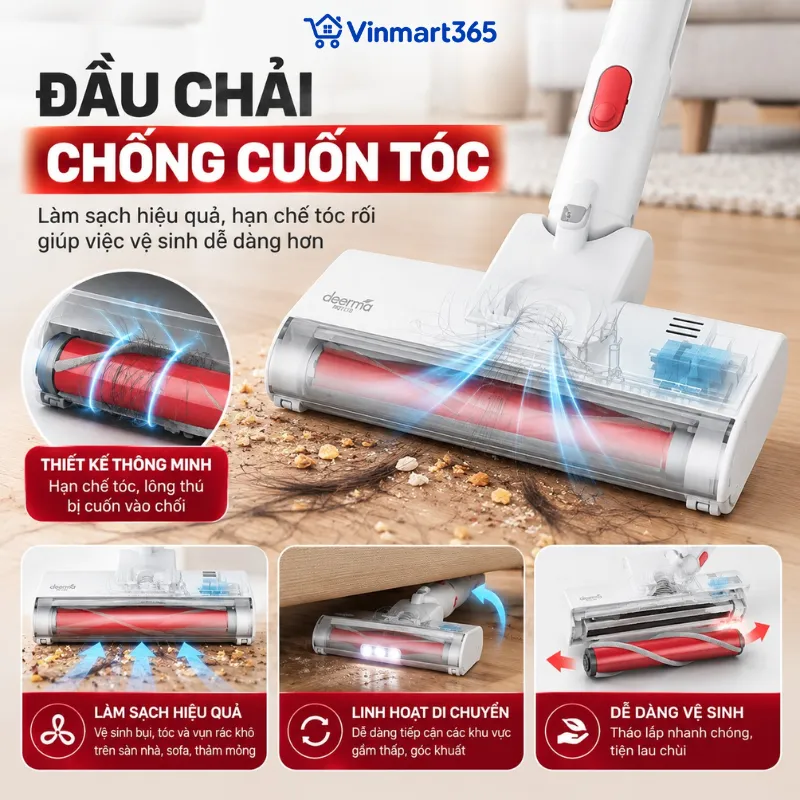 Đầu chải chống cuốn tóc giúp giảm công vệ sinh đầu hút