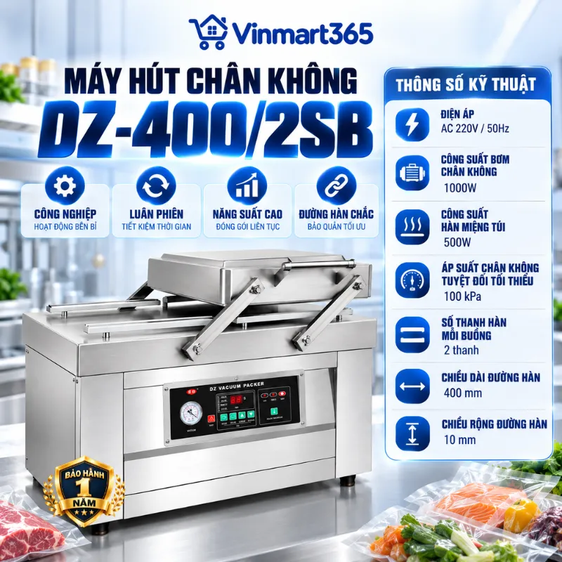 Thông số kỹ thuật của máy hút chân không công nghiệp DZ-400/2SB