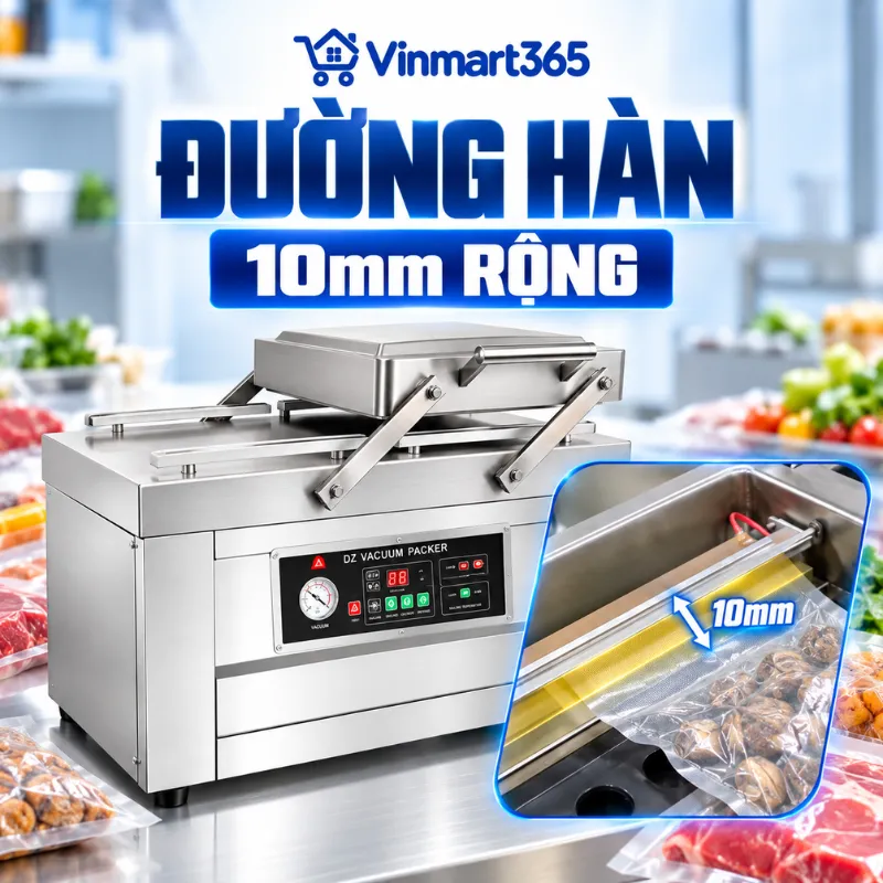 Đường hàn rộng 10mm, hỗ trợ đóng kín bao bì