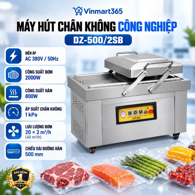 Thông số kỹ thuật của máy hút chân không công nghiệp DZ-500/2SB