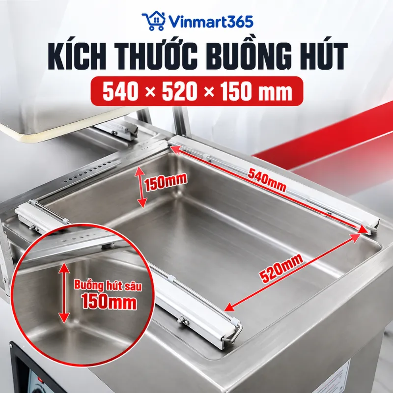 Buồng hút rộng 540 × 520 × 150mm
