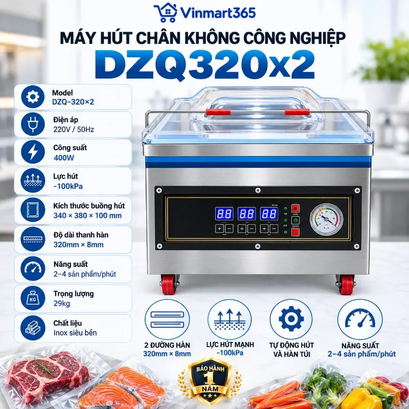 Thông tin sản phẩm máy hút chân không công nghiệp DZQ320x2 thanh hàn
