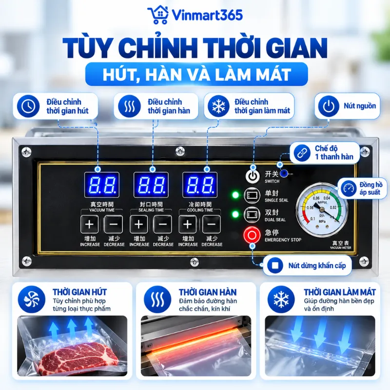 Tùy chỉnh thời gian hút, hàn và làm mát
