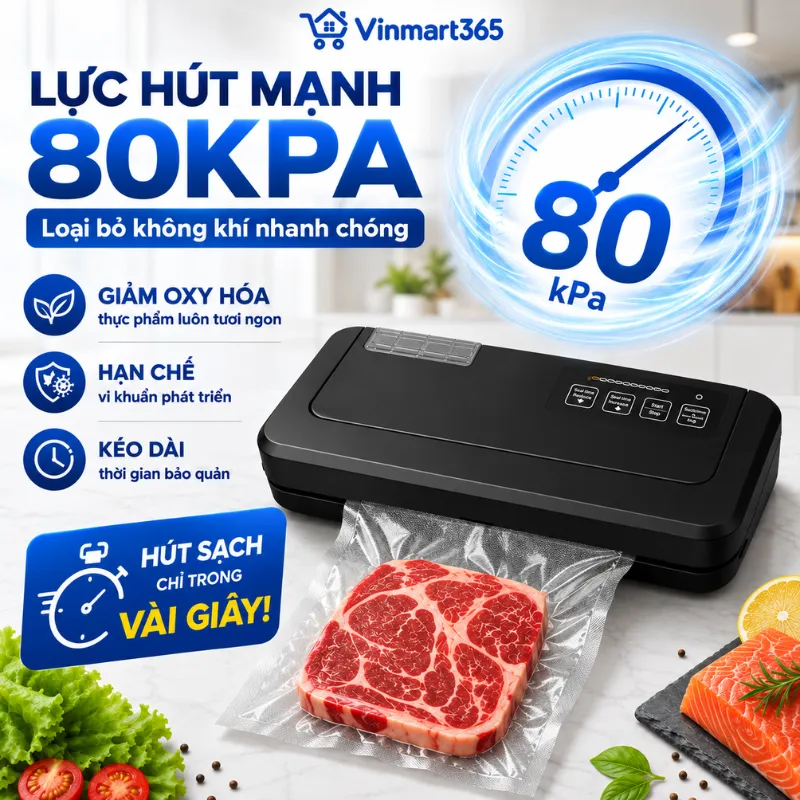 Công suất 220W, lực hút -80kPa