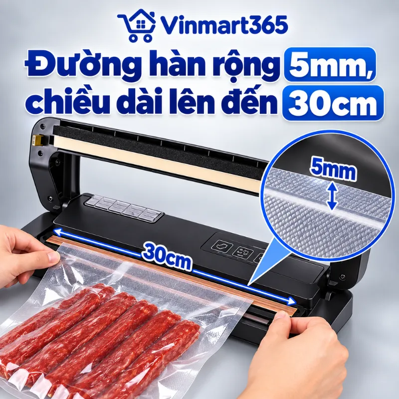 Đường hàn rộng 5mm, chiều dài lên đến 30cm
