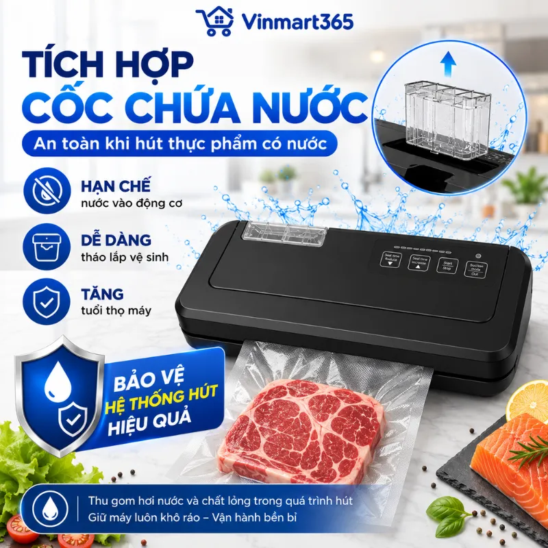 Tích hợp cốc chứa nước, thuận tiện khi hút thực phẩm ướt