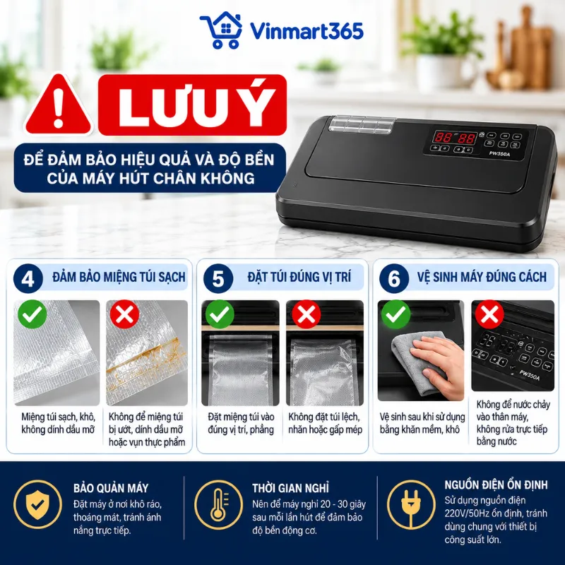 Những lưu ý khi sử dụng máy ép chân không P350A chính hãng