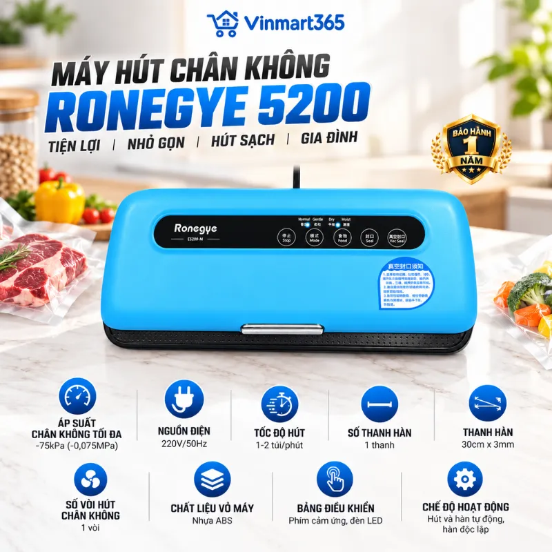 Bảng thông số kỹ thuật máy hút chân không Ronegye 5200