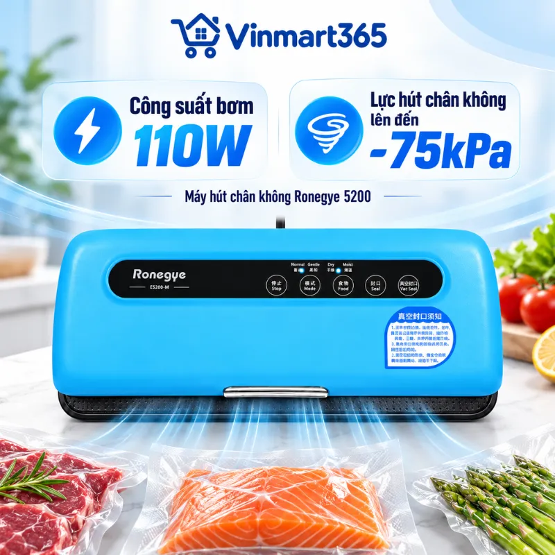 Công suất bơm 110W, lực hút chân không lên đến -75kPa