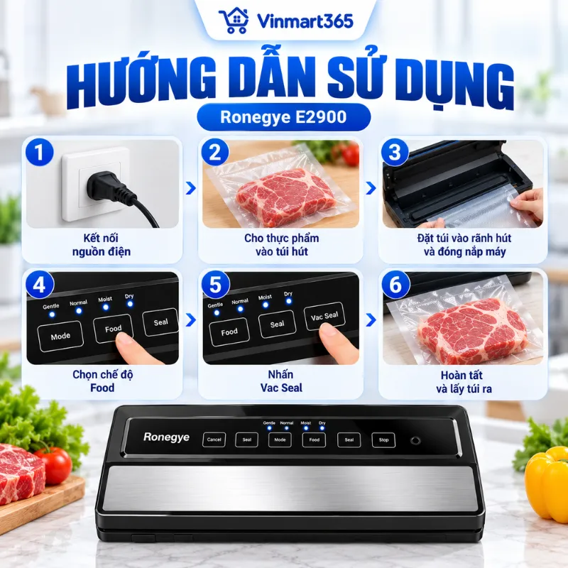 Hướng dẫn sử dụng máy hút chân không Ronegye E2900 MS
