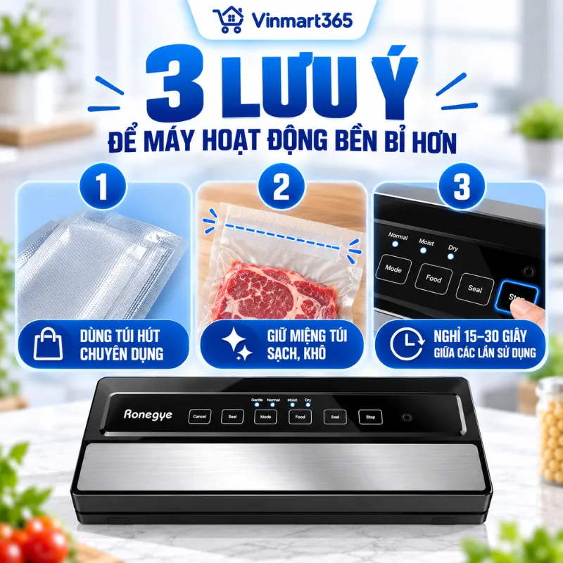 Lưu ý khi sử dụng máy hút chân không Ronegye E2900 MS