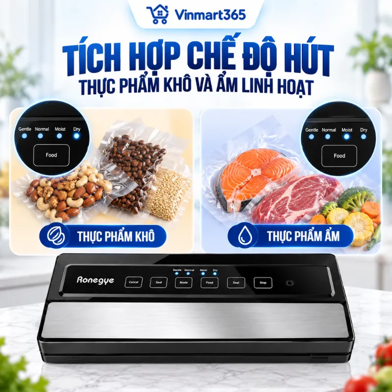 Tích hợp chế độ hút thực phẩm khô và ẩm linh hoạt
