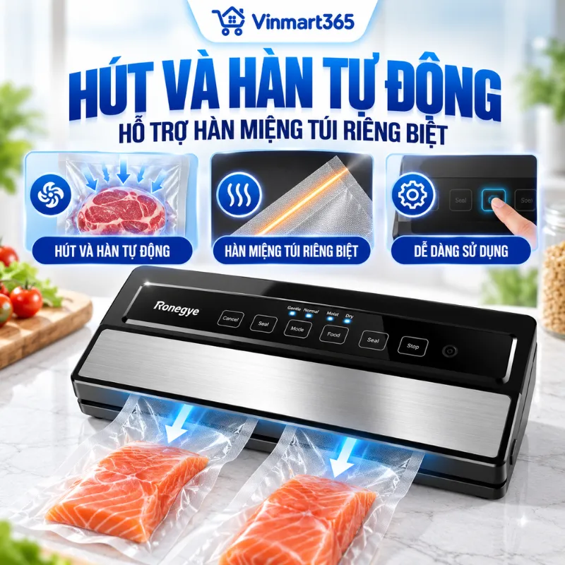 Chức năng hút và hàn tự động, hỗ trợ hàn miệng túi riêng biệt