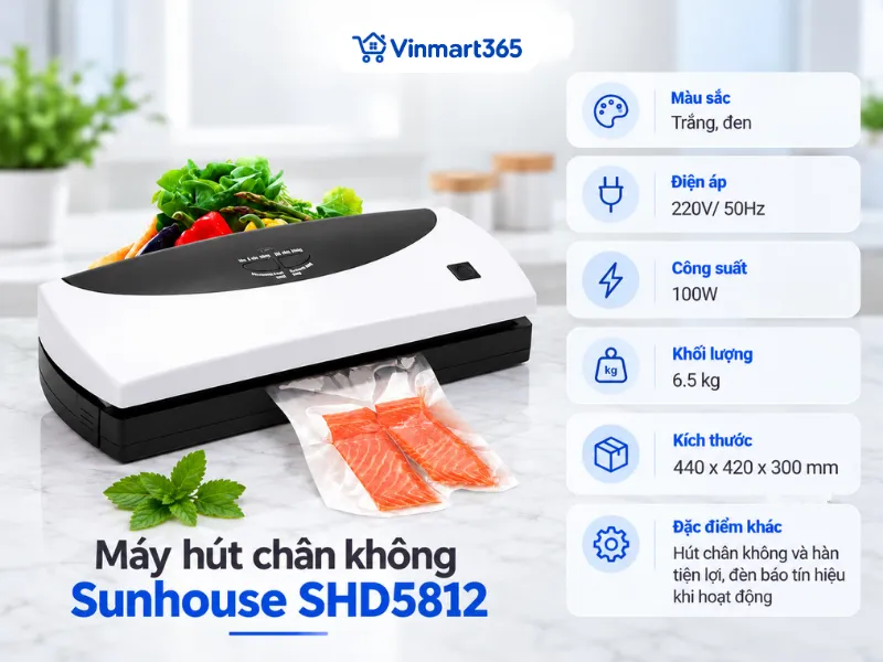 Máy hút chân không Sunhouse SHD5812 - Phù hợp nhu cầu bảo quản cơ bản