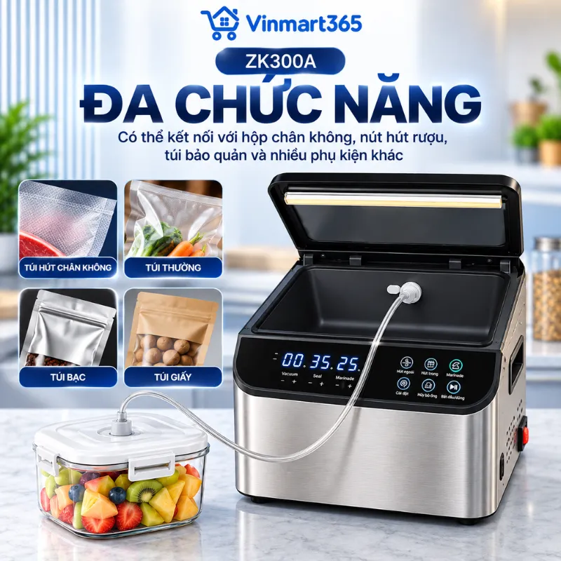 Kết nối hút chân không ngoài, sử dụng linh hoạt với hộp và phụ kiện