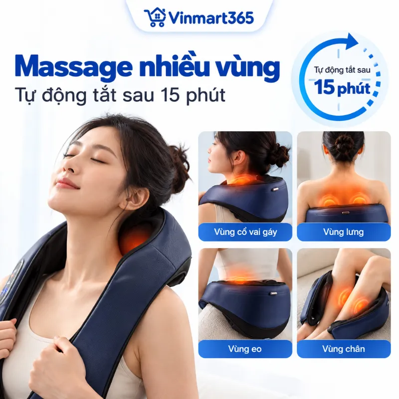 Tự động tắt sau 15 phút, massage nhiều vùng  