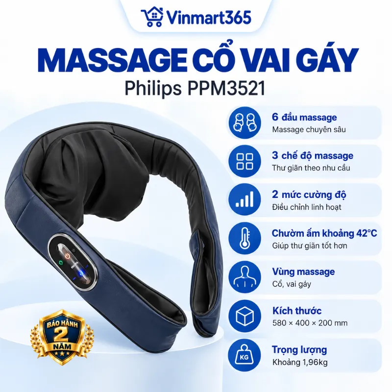 Thông tin sản phẩm máy masasge cổ vai gáy Philips PPM3521 chính hãng