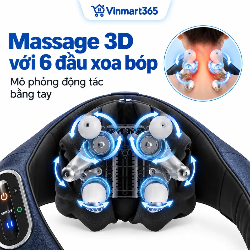 Massage 3D với 6 đầu xoa bóp