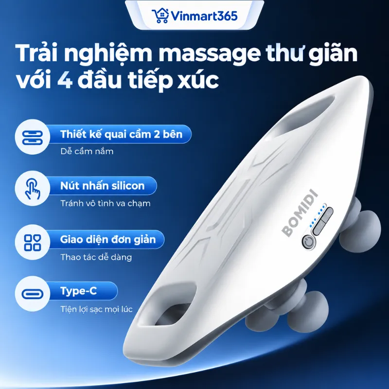 4 đầu massage đồng thời, thư giãn nhiều vùng cơ