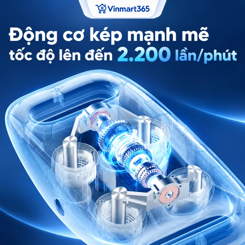 Động cơ kép mạnh mẽ, tốc độ lên đến 2.200 lần/phút