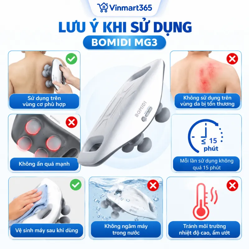 Lưu ý khi sử dụng máy massage 4 đầu Bomidi MG3