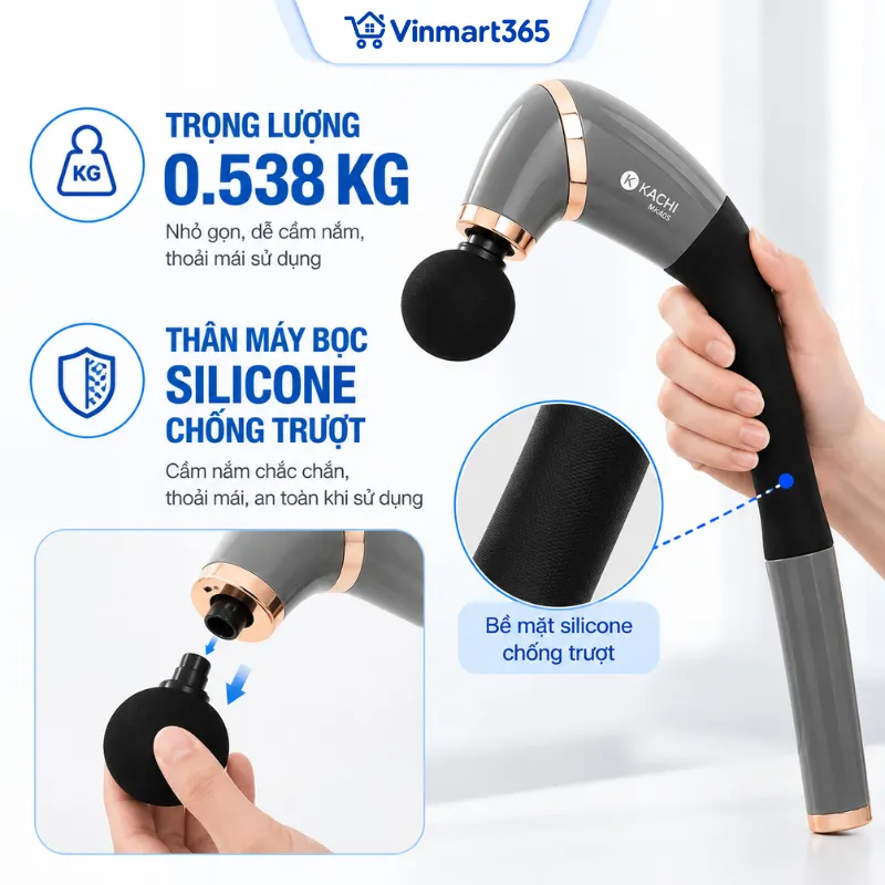 Trọng lượng 538g, thân máy bọc silicone chống trượt