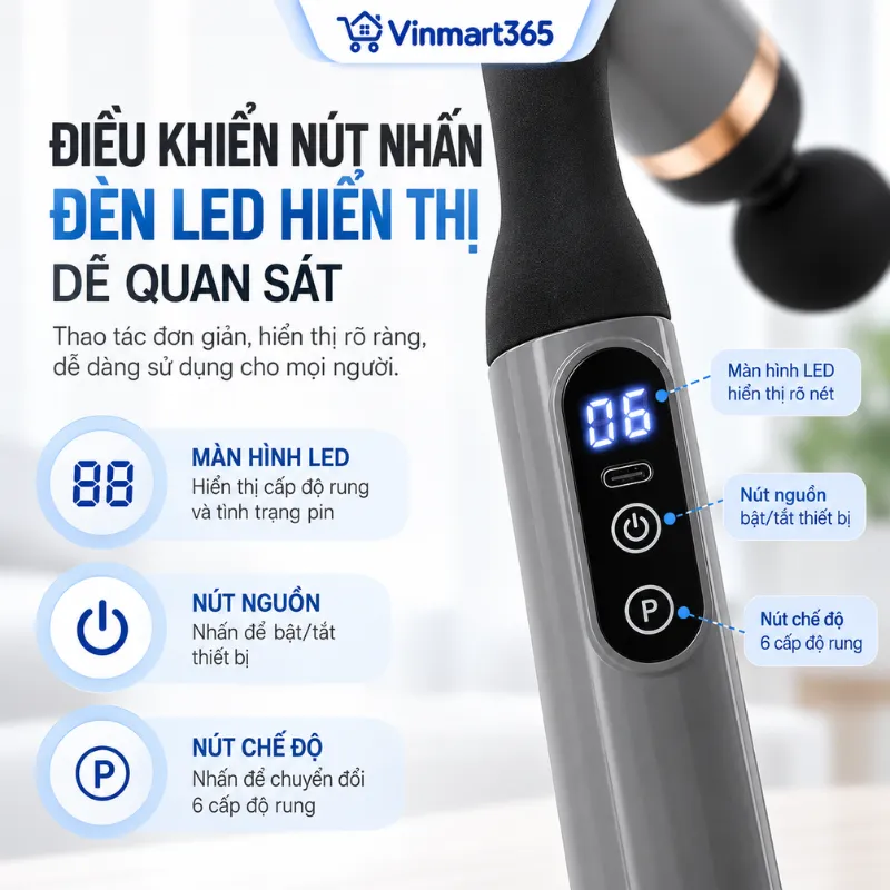 Điều khiển nút nhấn, đèn LED hiển thị dễ quan sát