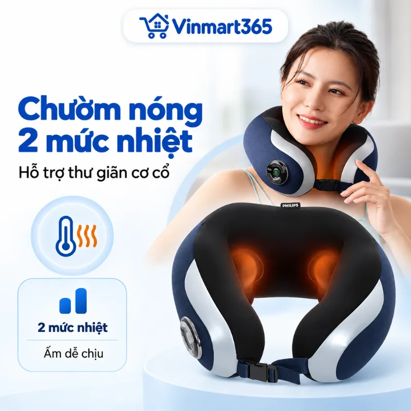 Chườm nóng 2 mức nhiệt, hỗ trợ thư giãn cơ cổ